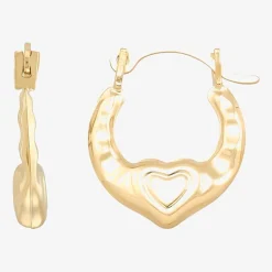 Girls 14K Gold 12.3mm Heart Hoop Earrings