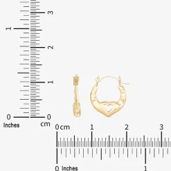 Girls 14K Gold 12.3mm Heart Hoop Earrings
