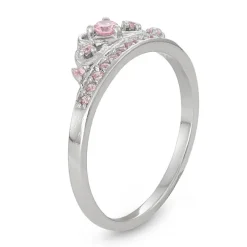 Girls Lab Created Pink Cubic Zirconia Sterling Silver Delicate Cocktail Ring