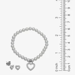 Girls White Cultured Freshwater Pearl Sterling Silver Heart 2-pc. Jewelry Set