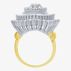 (G / I1) Womens 4 CT. T.W. Lab Grown White Diamond 10K Gold Cluster Cocktail Ring