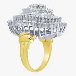 (G / I1) Womens 4 CT. T.W. Lab Grown White Diamond 10K Gold Cluster Cocktail Ring