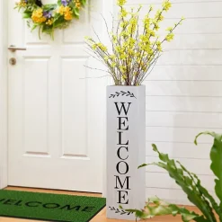 Glitzhome 30" Double Sided White Boxed Outdoor Planters