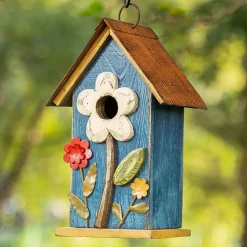 Glitzhome 10.25in Distressed Solid Wood Bird House