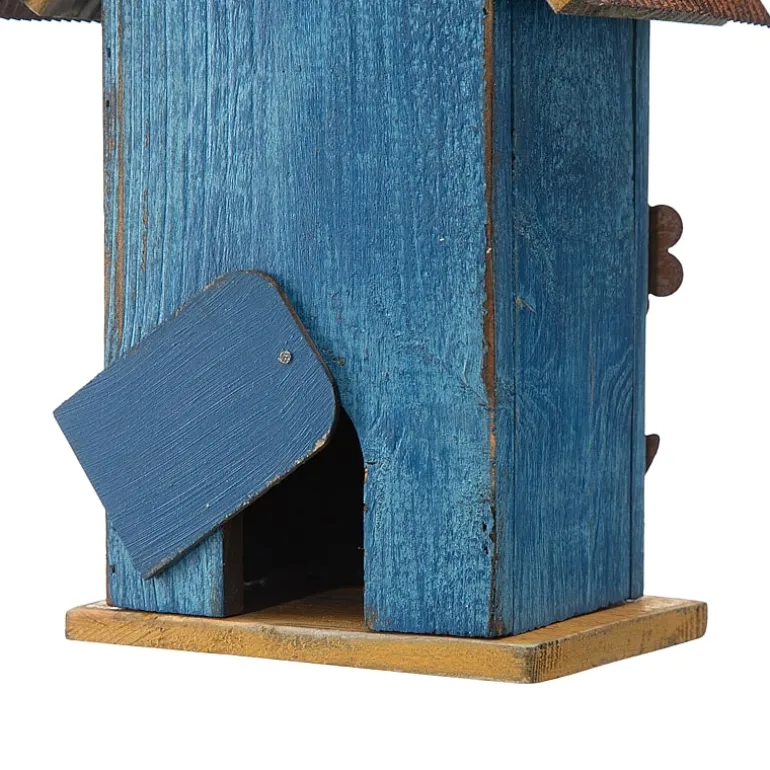 Glitzhome 10.25in Distressed Solid Wood Bird House
