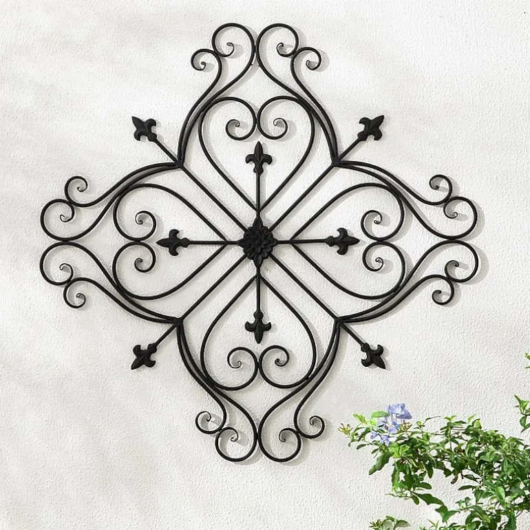 Glitzhome 23.5" Iron Floral Garden Wall Sign