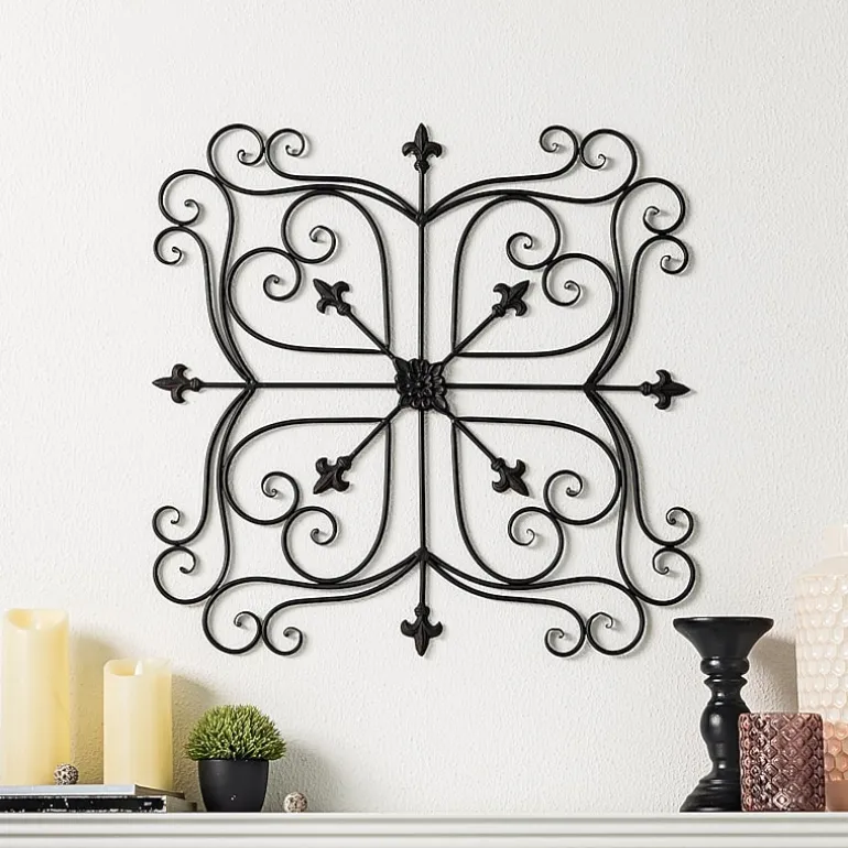 Glitzhome 23.5" Iron Floral Garden Wall Sign