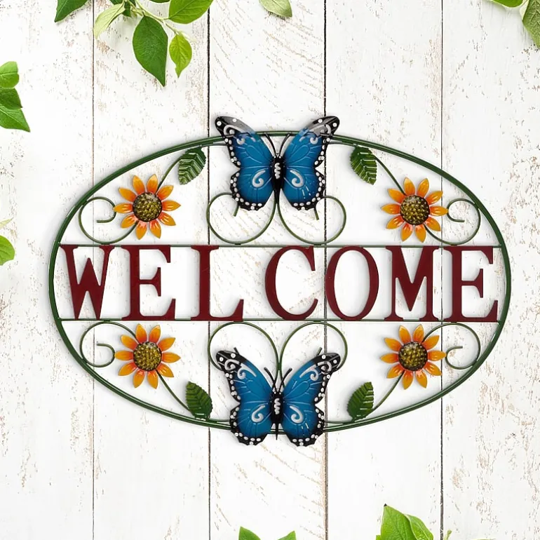 Glitzhome Outdoor Butterfly Solid Metal Wall Art