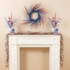 Glitzhome 24" Tinsel And Heather Wreath