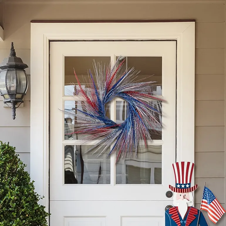 Glitzhome 24" Tinsel And Heather Wreath