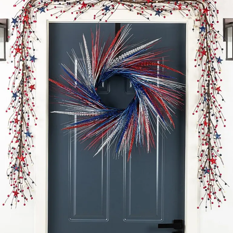 Glitzhome 24" Tinsel And Heather Wreath