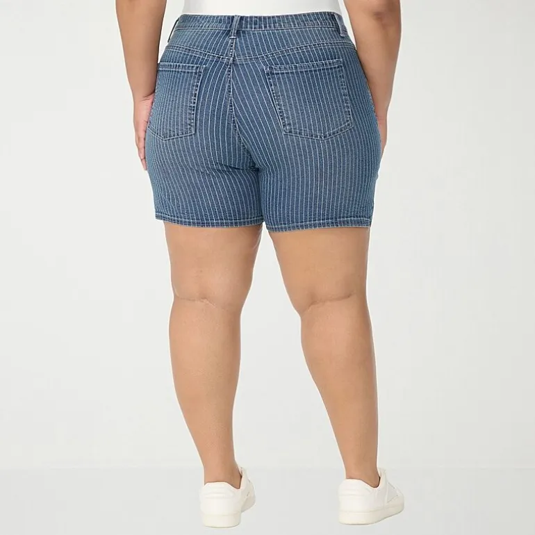 Gloria Vanderbilt Amanda Womens 7" High Rise Plus Denim Short