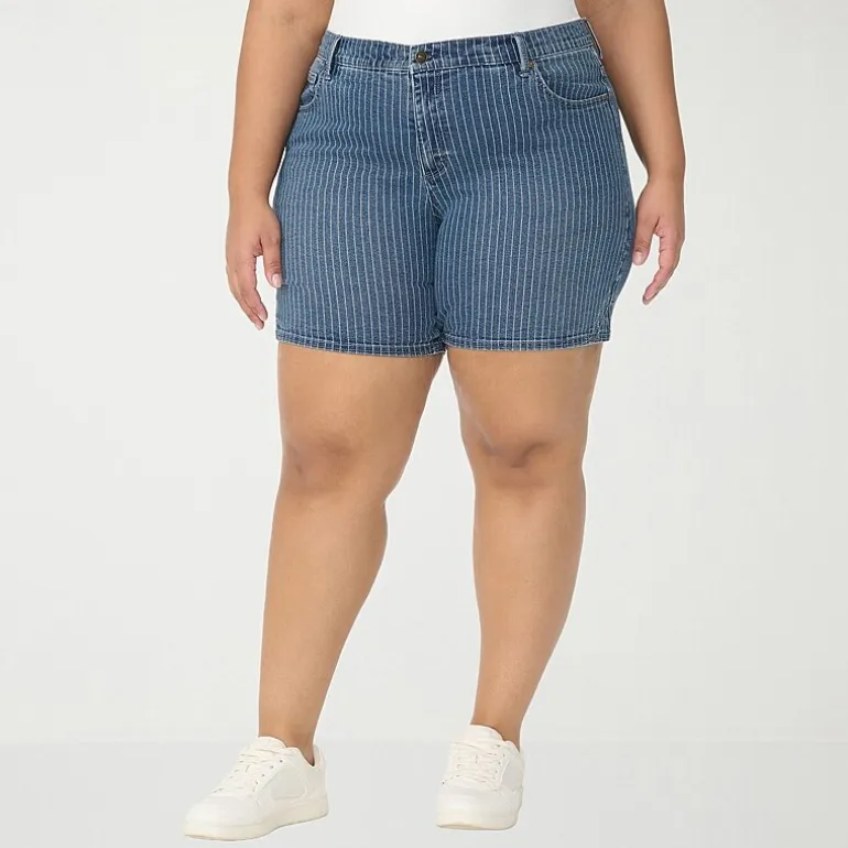 Gloria Vanderbilt Amanda Womens 7" High Rise Plus Denim Short