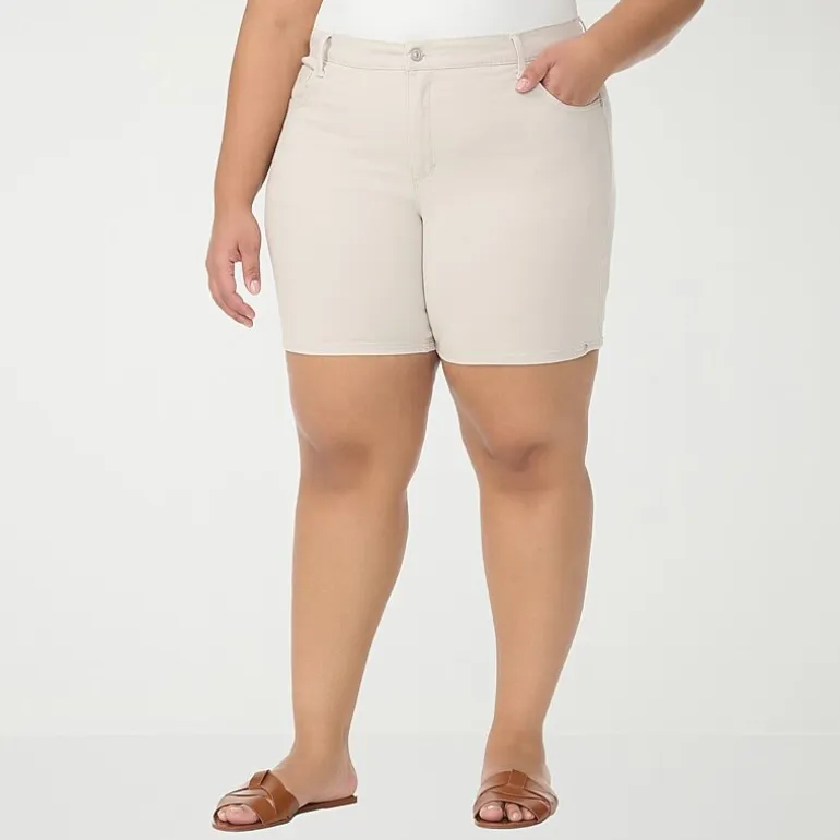 Gloria Vanderbilt Amanda Womens 7" High Rise Plus Denim Short