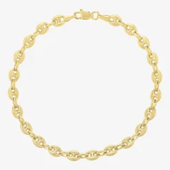 Gold Addiction Unisex Adult 14K Gold 7 Inch Solid Mariner Chain Bracelet