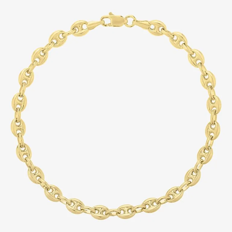 Gold Addiction Unisex Adult 14K Gold 7 Inch Solid Mariner Chain Bracelet