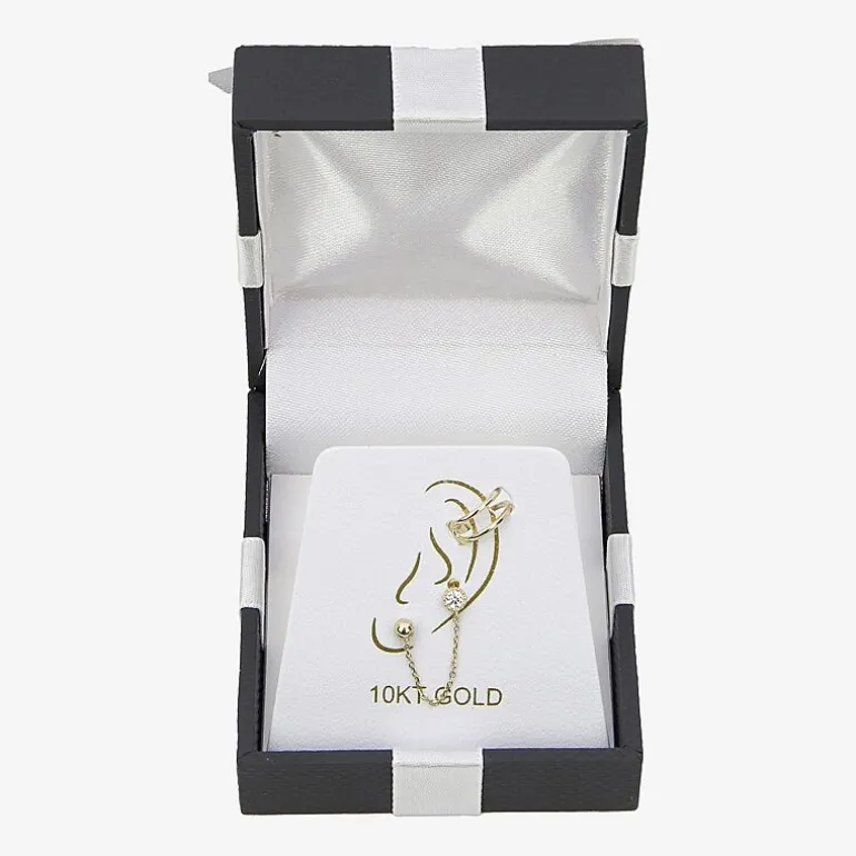 Gold Addiction Womens Cubic Zirconia 10K Gold 2 Pair Earring Set