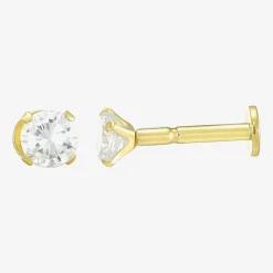 Gold Addiction Womens Cubic Zirconia 10K Gold 3 Pair Earring Set