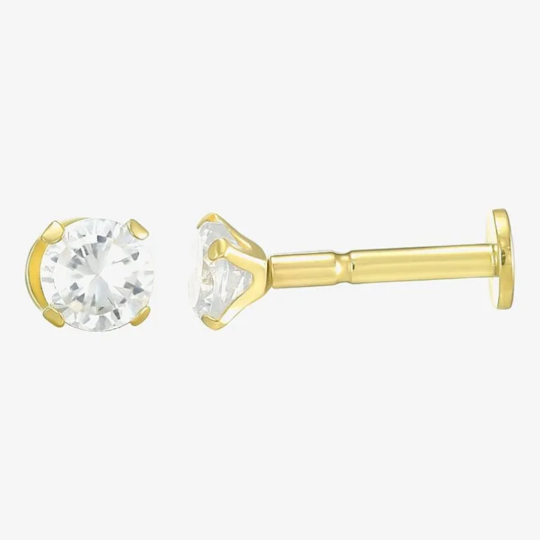 Gold Addiction Womens Cubic Zirconia 10K Gold 3 Pair Earring Set