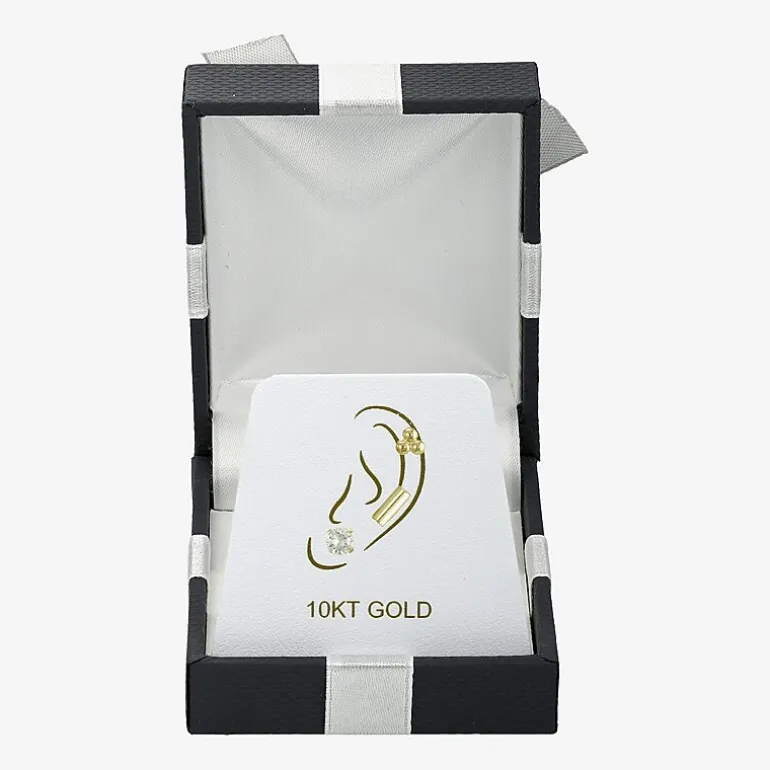 Gold Addiction Womens Cubic Zirconia 10K Gold 3 Pair Earring Set