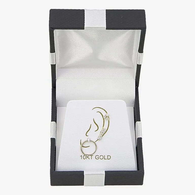 Gold Addiction Womens Cubic Zirconia 10K Gold 3 Pair Earring Set