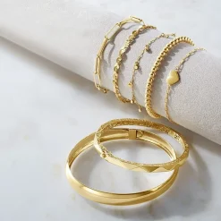 Gold Addiction Womens 10K Gold Beaded Bracelet