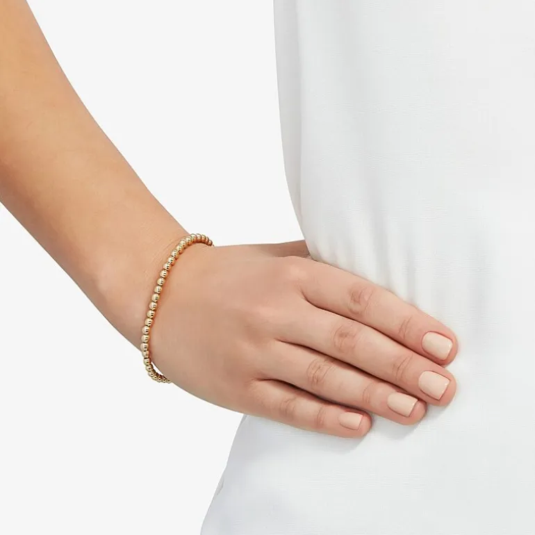 Gold Addiction Womens 10K Gold Beaded Bracelet