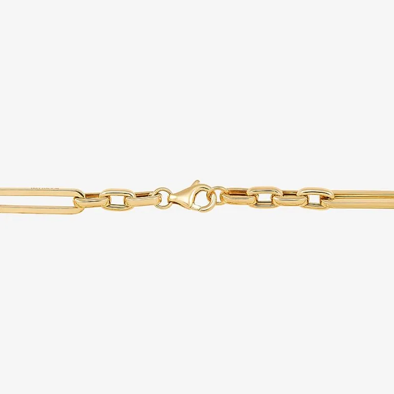 Gold Addiction Womens 14K Gold Hollow Figaro Chain Bracelet