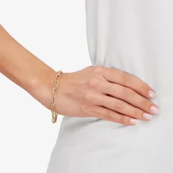 Gold Addiction Womens 14K Gold 8 Inch Hollow Paperclip Chain Bracelet