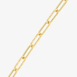 Gold Addiction Womens 14K Gold 8 Inch Hollow Paperclip Chain Bracelet