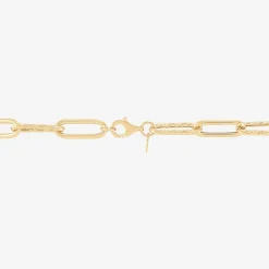 Gold Addiction Womens 14K Gold 8 Inch Hollow Paperclip Chain Bracelet
