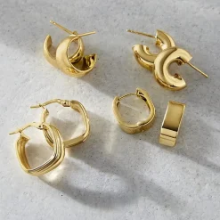 Gold Addiction Womens 10K Gold 13.5mm Hoop Earrings
