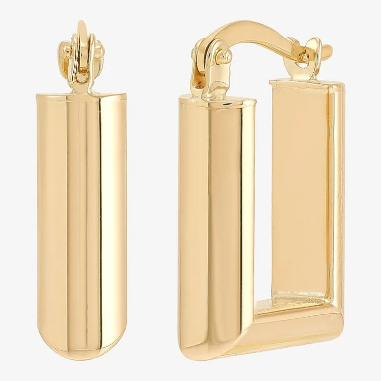 Gold Addiction Womens 10K Gold 17.9mm Rectangular Hoop Earrings