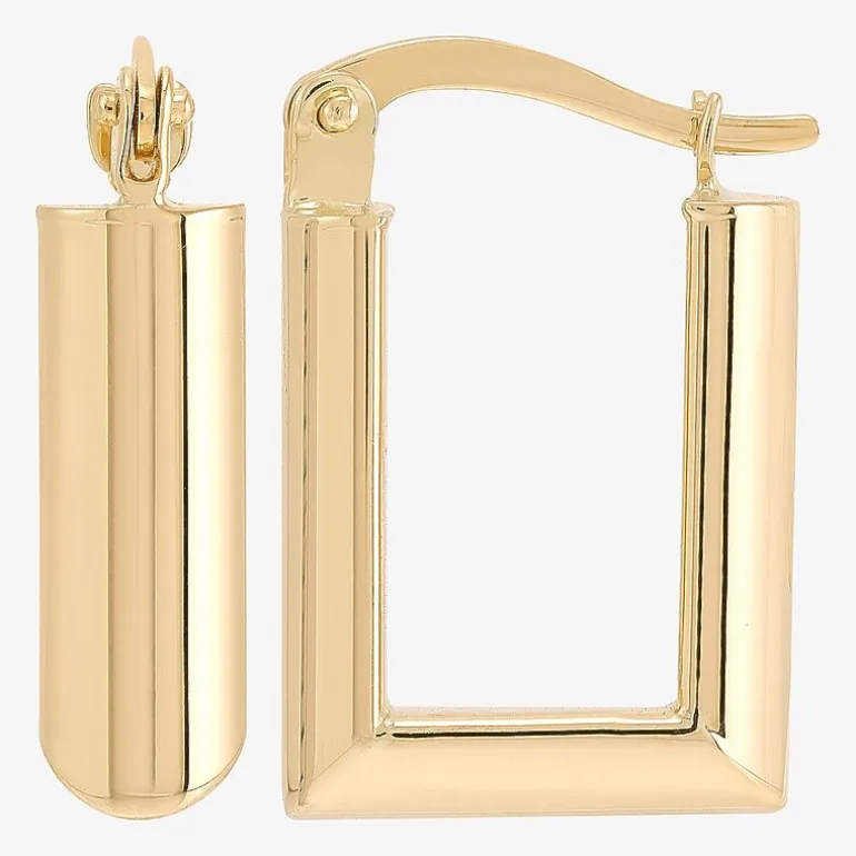 Gold Addiction Womens 10K Gold 17.9mm Rectangular Hoop Earrings