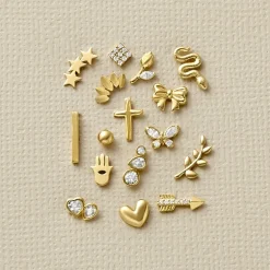 Gold Addiction Womens 10K Gold 6.5mm Bow Single Earring