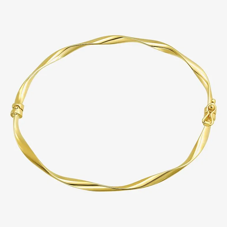 Gold Addiction Womens 10K Gold Round Bangle Bracelet