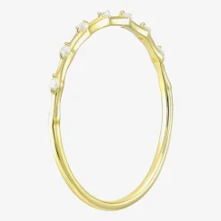 Gold Addiction Womens White Cubic Zirconia 10K Gold Stackable Ring