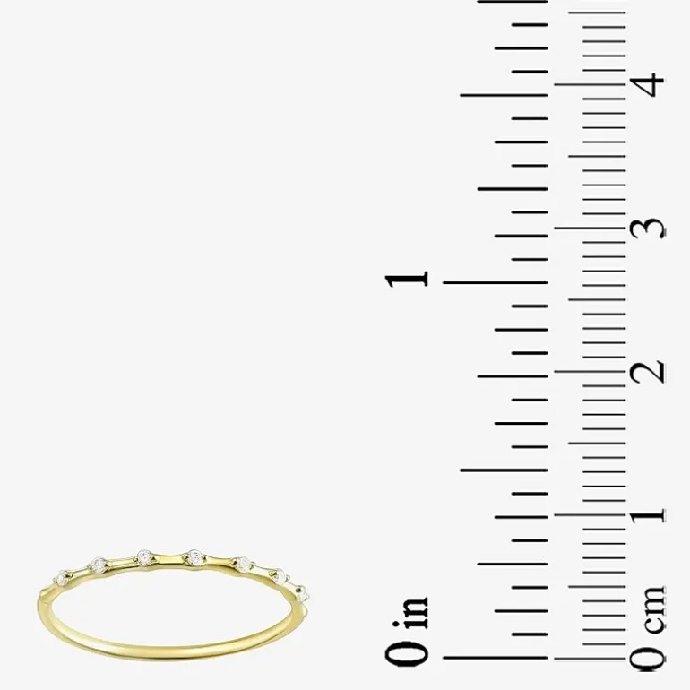 Gold Addiction Womens White Cubic Zirconia 10K Gold Stackable Ring
