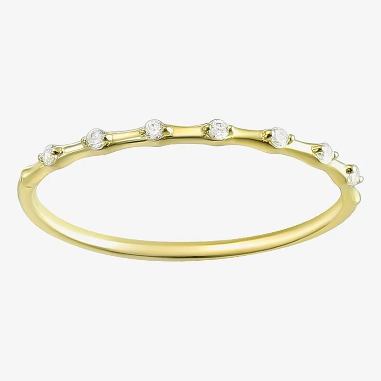 Gold Addiction Womens White Cubic Zirconia 10K Gold Stackable Ring