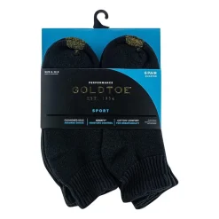 Gold Toe Athletic Sport Mens Breathable Multi-Pack 6 Pair Quarter Ankle Socks