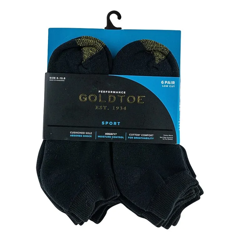 Gold Toe Athletic Sport Mens Breathable Multi-Pack 6 Pair Low Cut Socks