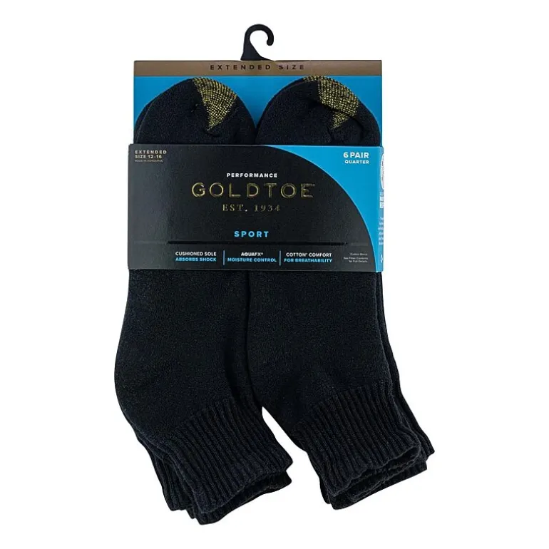 Gold Toe Athletic Sport Mens Breathable 6 Pair Big and Tall Quarter Ankle Socks