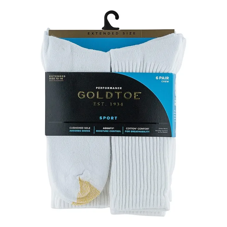 Gold Toe Athletic Sport Mens 6 Pair Big and Tall Crew Socks