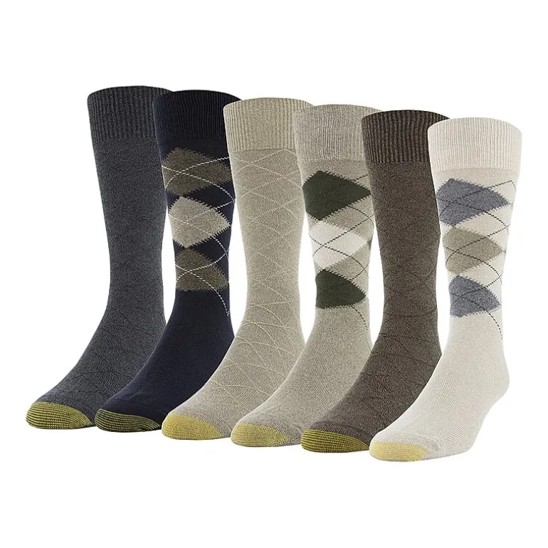 Gold Toe Campbell Mens 6 Pair Crew Socks