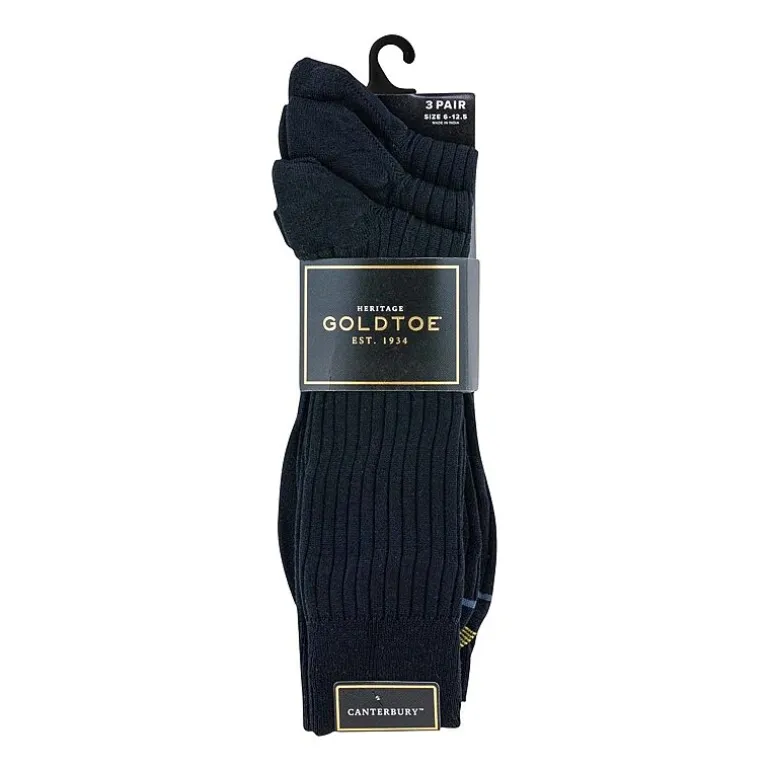 Gold Toe Canterbury Dress Mens 3 Pair Crew Socks