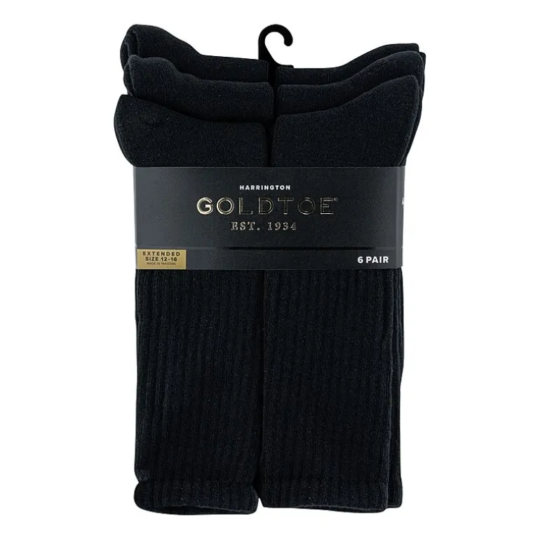 Gold Toe Harrington Mens 6 Pair Big and Tall Crew Socks