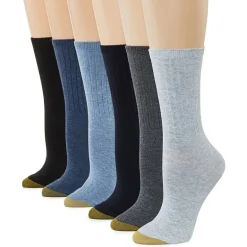 Gold Toe Ribbed Womens 6 Pair Crew Socks