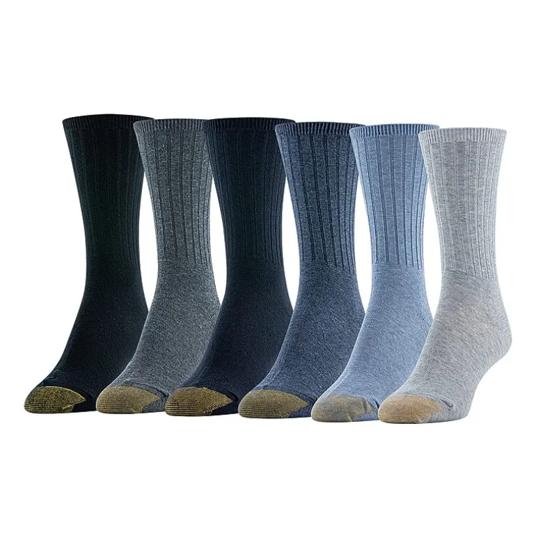 Gold Toe Ribbed Womens 6 Pair Crew Socks