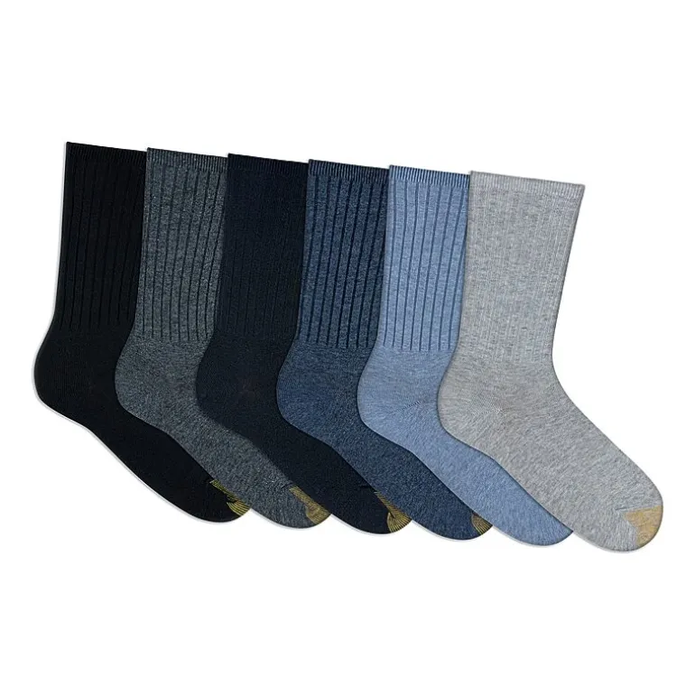 Gold Toe Ribbed Womens 6 Pair Crew Socks