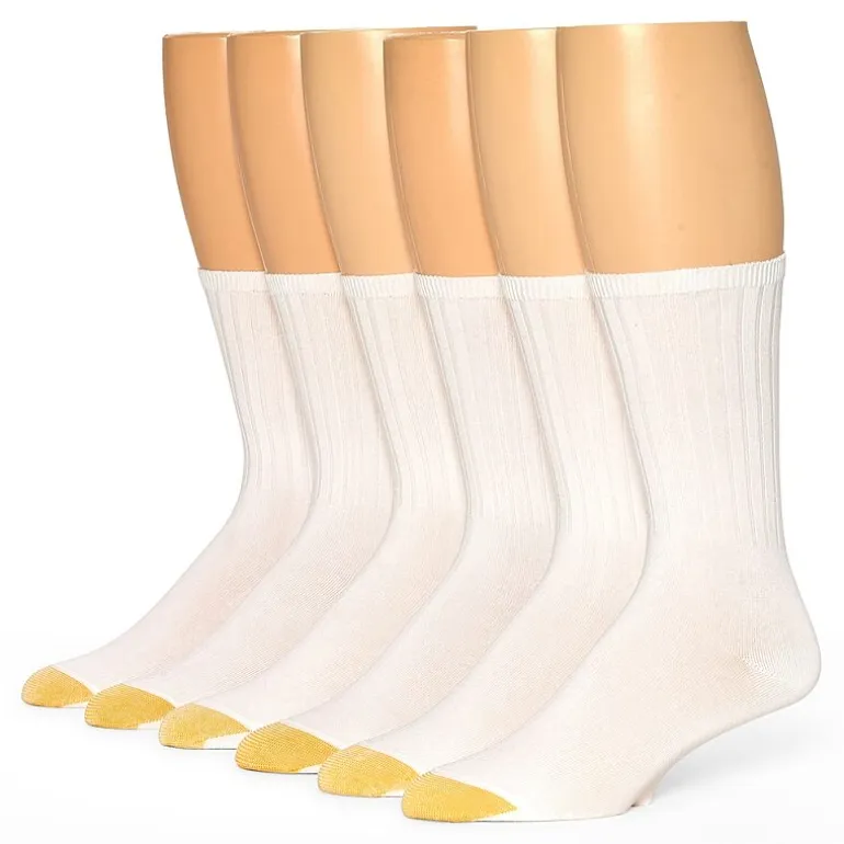 Gold Toe Ribbed Womens 6 Pair Crew Socks